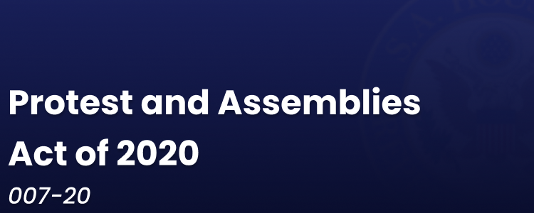 More information about "Protest and Assemblies Act of 2020 [007-20]"